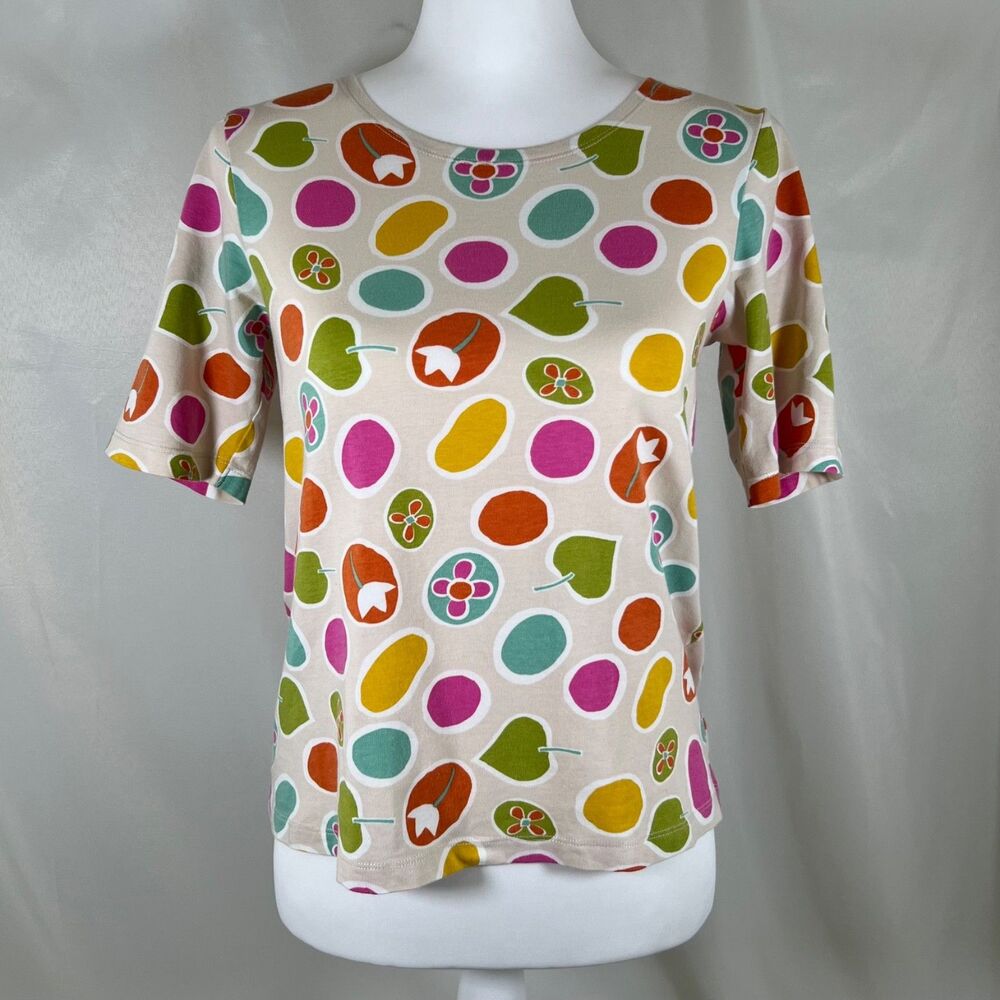 Gudrun Sjoden Small Organic Cotton Abstract Floral Polka Dot Top Scandinavian